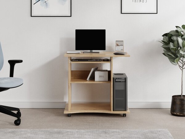 Praktický PC stůl s výsuvnou deskou NEJBY LYLE, dub sonoma
