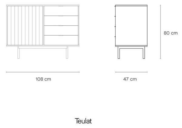 Nízká komoda v dekoru dubu v šedo-přírodní barvě 108x80 cm Sierra – Teulat