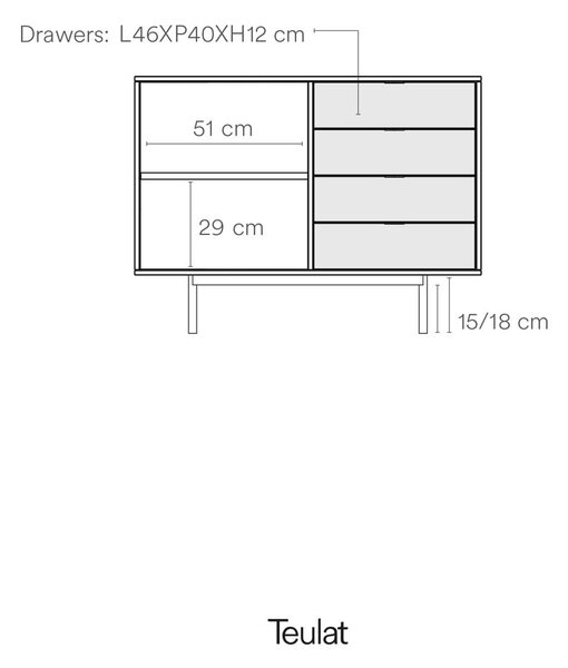 Nízká komoda v dekoru dubu v šedo-přírodní barvě 108x80 cm Sierra – Teulat