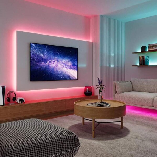 Trio Leuchten R65553102 RACER - RGB LED pásek s ovladačem a hudebním režimem, LED 10W, 300cm (Pětimetrový LED pásek s dálkovým ovladačem)