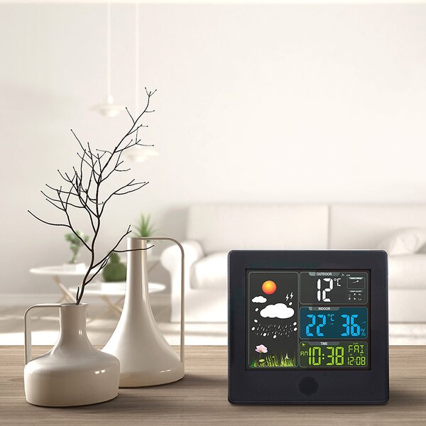 SOLIGHT Meteostanice, barevný LCD, teplota, vlhkost,RCC, černá