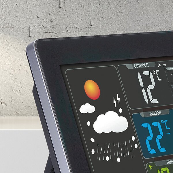 SOLIGHT Meteostanice, barevný LCD, teplota, vlhkost,RCC, černá