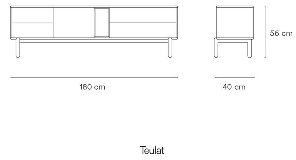 Tmavě šedý TV stolek 180x56 cm Corvo - Teulat