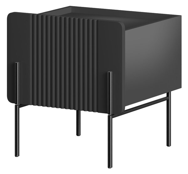 Noční stolek Malmi se zásuvkou 45 cm - černý mat / černé nožky