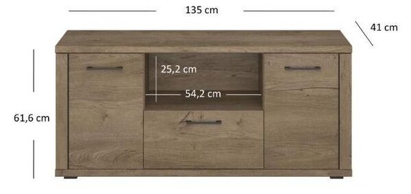 TV skříňka Clinecas (dub lefkas). Akce -24%