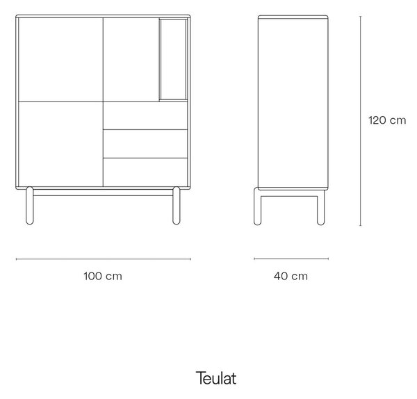 Tmavě šedá vysoká komoda 100x120 cm Corvo - Teulat