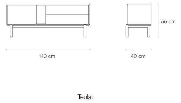 Krémový TV stolek 140x56x40 cm Corvo – Teulat