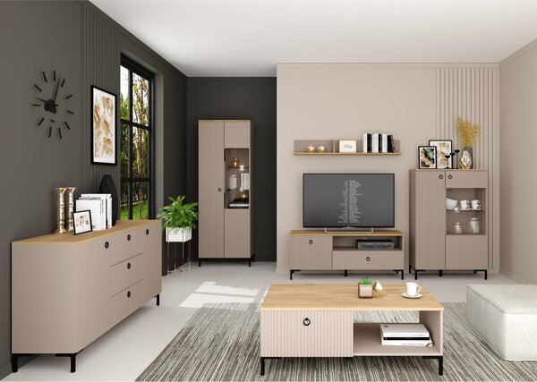 Toaletní stolek Demandaron (taupe + dub silverjack). 1116804