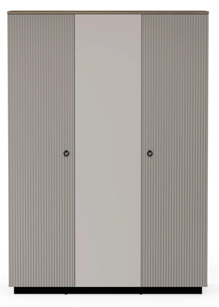 Šatní skříň Demandaron 2 (taupe + dub silverjack) (se zrcadlem)