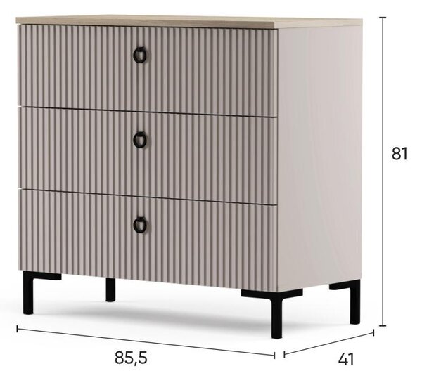 Komoda Demandaron 2 (taupe + dub silverjack). Akce -21%