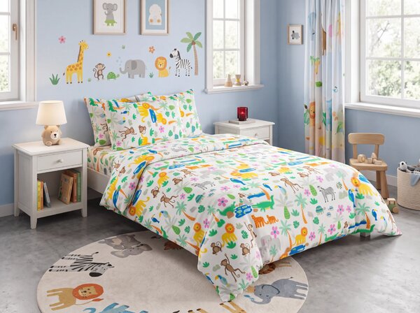Dětské bavlněné povlečení JUNGLE DREAM barevné, 100% bavlna Rozměr povlečení: 70 x 90 cm | 140 x 200 cm