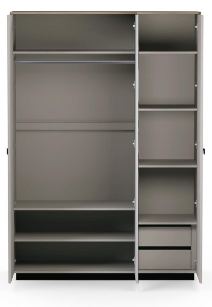 Šatní skříň Demandaron 2 (taupe + dub silverjack) (se zrcadlem)