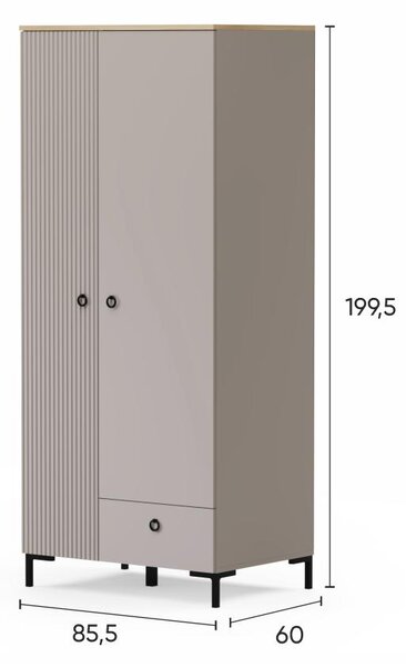 Šatní skříň Demandaron 1 (taupe + dub silverjack)