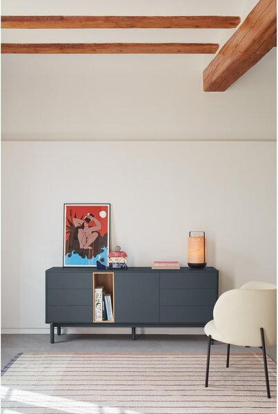 Tmavě šedá nízká komoda 180x76 cm Corvo - Teulat