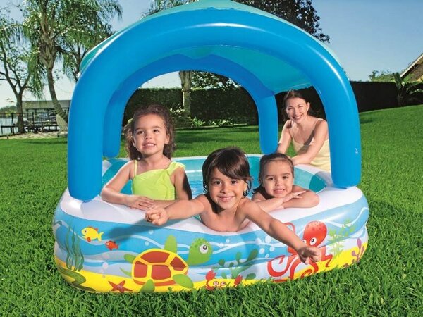 52192 Dětský Nafukovací Bazén se stříškou 140 x 140 x 114 cm BESTWAY