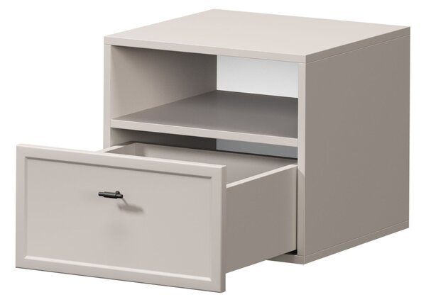 Závěsný noční stolek Lorini se zásuvkou 45 cm - kašmír / černá úchytka T-bar