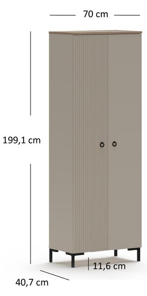Šatní skříň Demandaron 3 (taupe + dub silverjack)