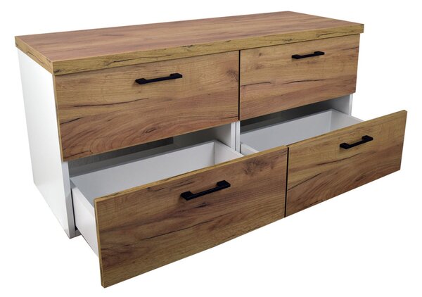 Comodo Koupelnová skříňka pod deskové umyvadlo Agria W 120-HD - bílá/zlatý dub