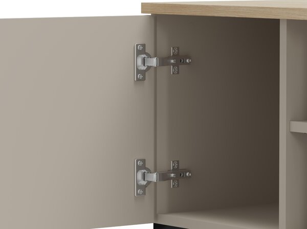 Botník (skříňka na boty) Demandaron (taupe + dub silverjack)