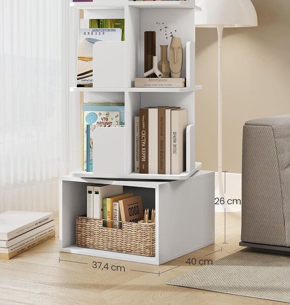 SONGMICS Rotační knihovna Vasagle Grid 40 cm bílá