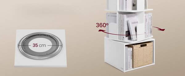 SONGMICS Rotační knihovna Vasagle Grid 40 cm bílá