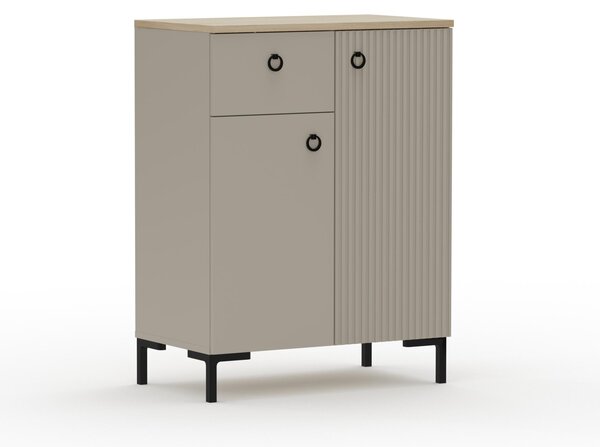 Komoda Demandaron 3 (taupe + dub silverjack). Akce -21%