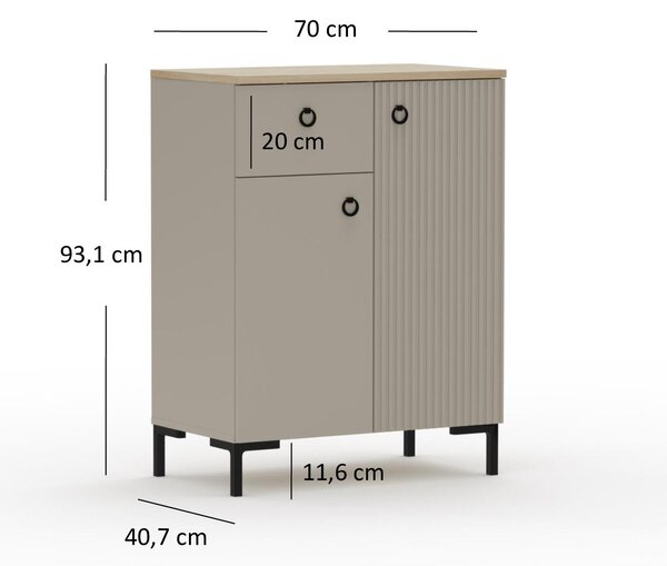 Komoda Demandaron 3 (taupe + dub silverjack). Akce -21%