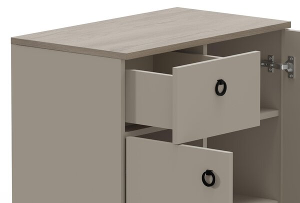Komoda Demandaron 3 (taupe + dub silverjack). Akce -21%