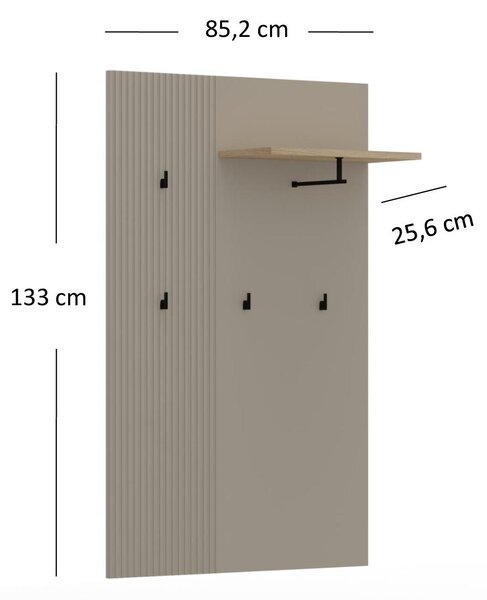 Věšákový panel Demandaron (taupe + dub silverjack)