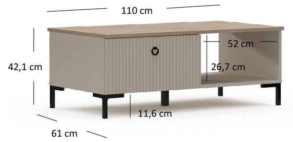 Konferenční stolek Demandaron (taupe + dub silverjack)