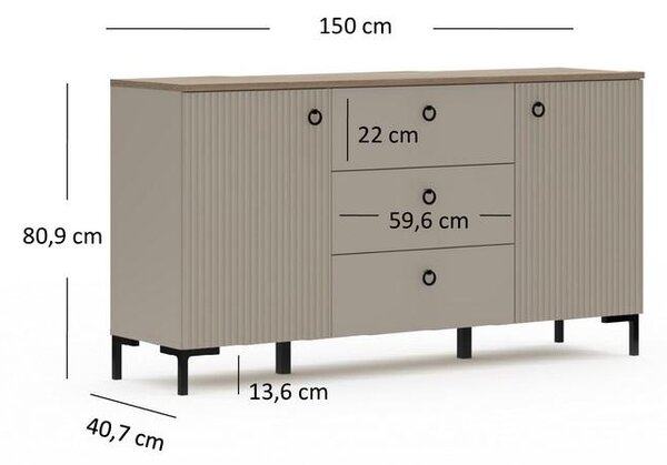 Komoda Demandaron 4 (taupe + dub silverjack)