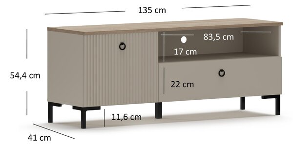 TV skříňka Demandaron 1 (taupe + dub silverjack)