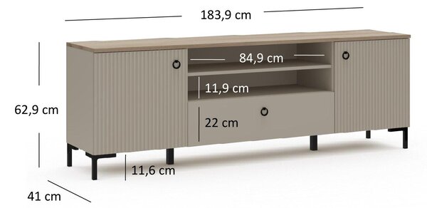 TV skříňka Demandaron 2 (taupe + dub silverjack)