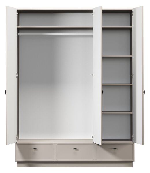 Šatní skříň Lorini 150 cm - kašmírová / černé úchytky T-bar