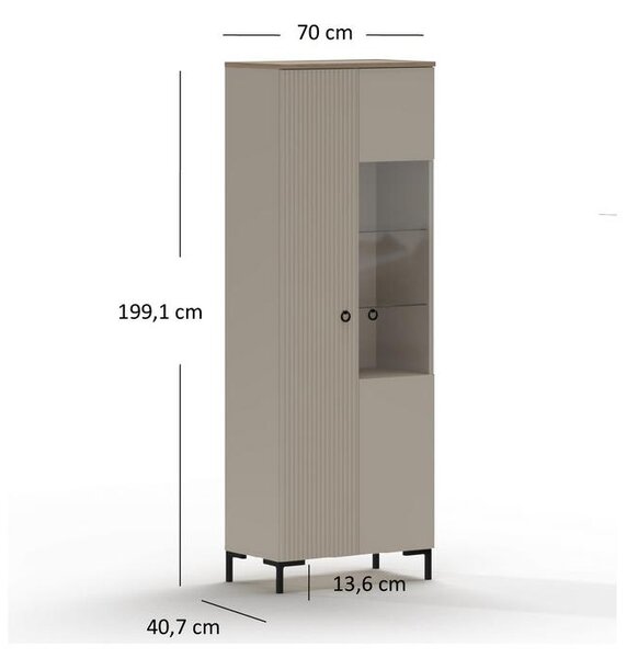 Vitrína Demandaron 1 (taupe + dub silverjack)