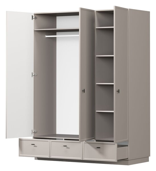 Šatní skříň Lorini 150 cm - kašmírová / černé úchytky T-bar
