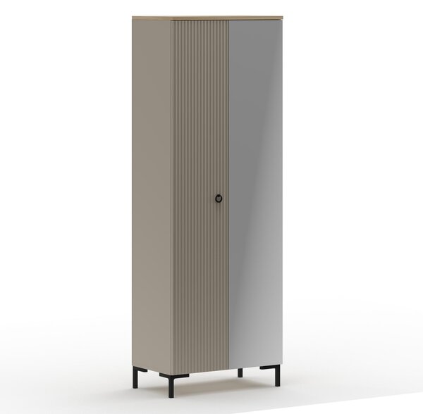 Šatní skříň Demandaron 4 (taupe + dub silverjack) (se zrcadlem)