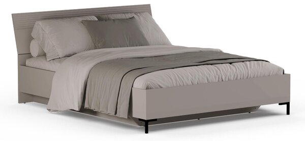 Manželská postel 160 cm Demandaron (taupe + dub silverjack) (s roštem) (s úl. prostorem)