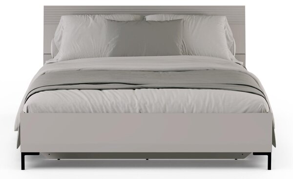 Manželská postel 160 cm Demandaron (taupe + dub silverjack) (s roštem) (s úl. prostorem)