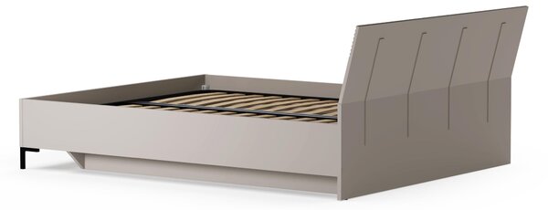 Manželská postel 160 cm Demandaron (taupe + dub silverjack) (s roštem) (s úl. prostorem)