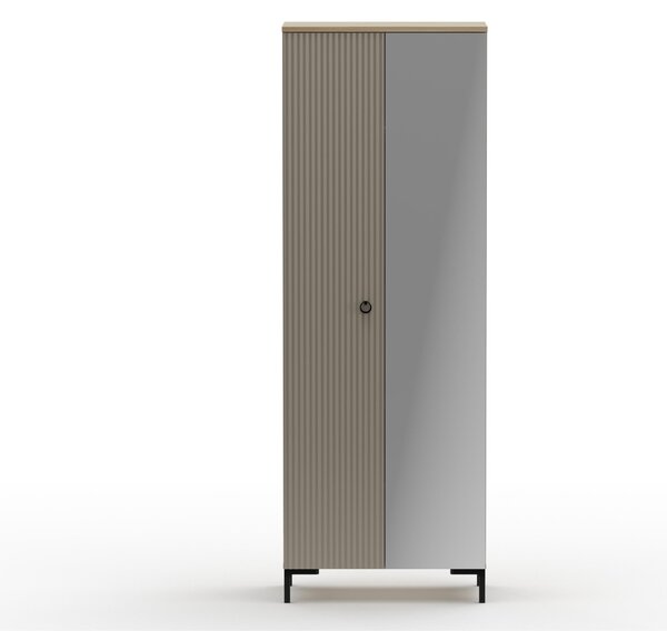 Šatní skříň Demandaron 4 (taupe + dub silverjack) (se zrcadlem)