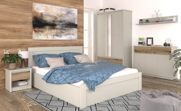 Kondela Postel s úložným prostorem KAROS, 160x200, kašmír/dub evoke