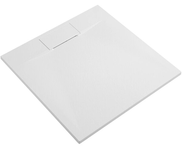 Sprchová vanička čtvercová Enzo - SMC/minerální kompozit - strukturovaná bílá matná - 80x80x3 cm