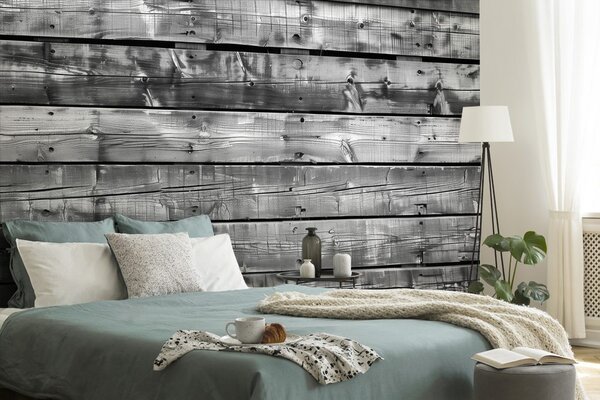 Tapeta moderní imitace dřeva v černobílém
