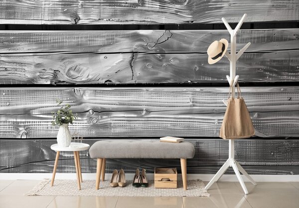 Tapeta černobílá moderní imitace dřeva