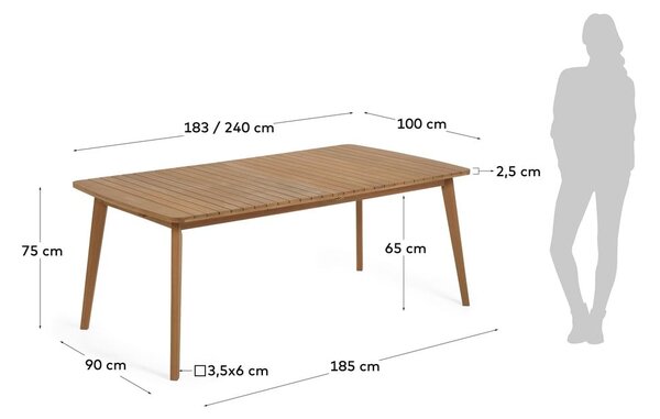 Zahradní jídelní stůl z masivního dřeva 100x240 cm Hanzel – Kave Home