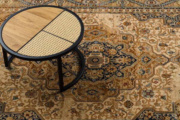 Makro Abra Kusový koberec klasický vlněný KESHAN 8995/53565 béžový modrý Rozměr: 80x145 cm