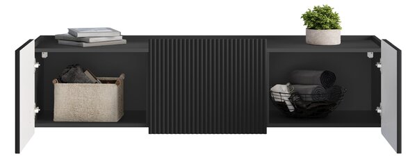 Závěsný TV stolek Malmi 150 cm - černý mat / černá