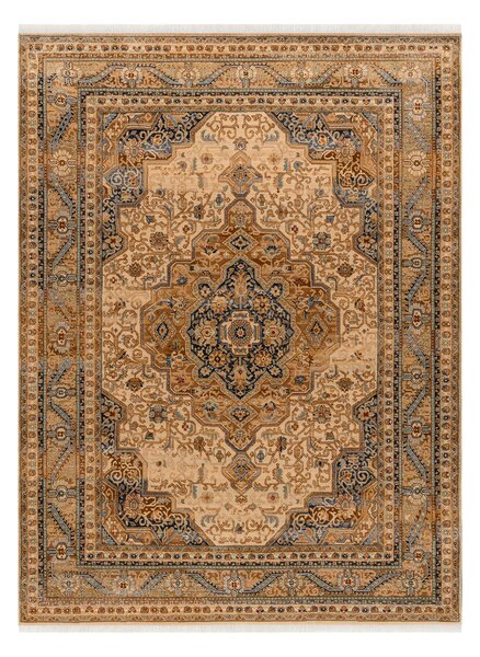 Makro Abra Kusový koberec klasický vlněný KESHAN 8995/53565 béžový modrý Rozměr: 80x145 cm