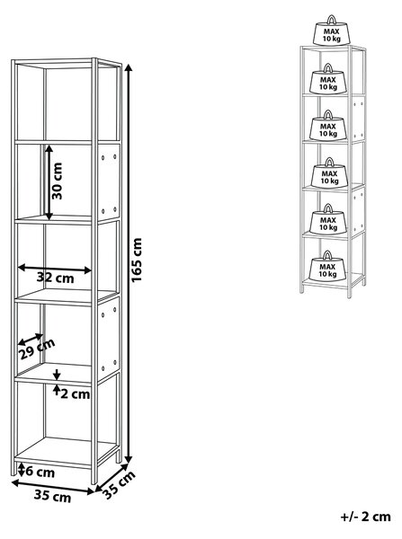 Regál s 5 policemi BOGOTA 165 cm Bílá